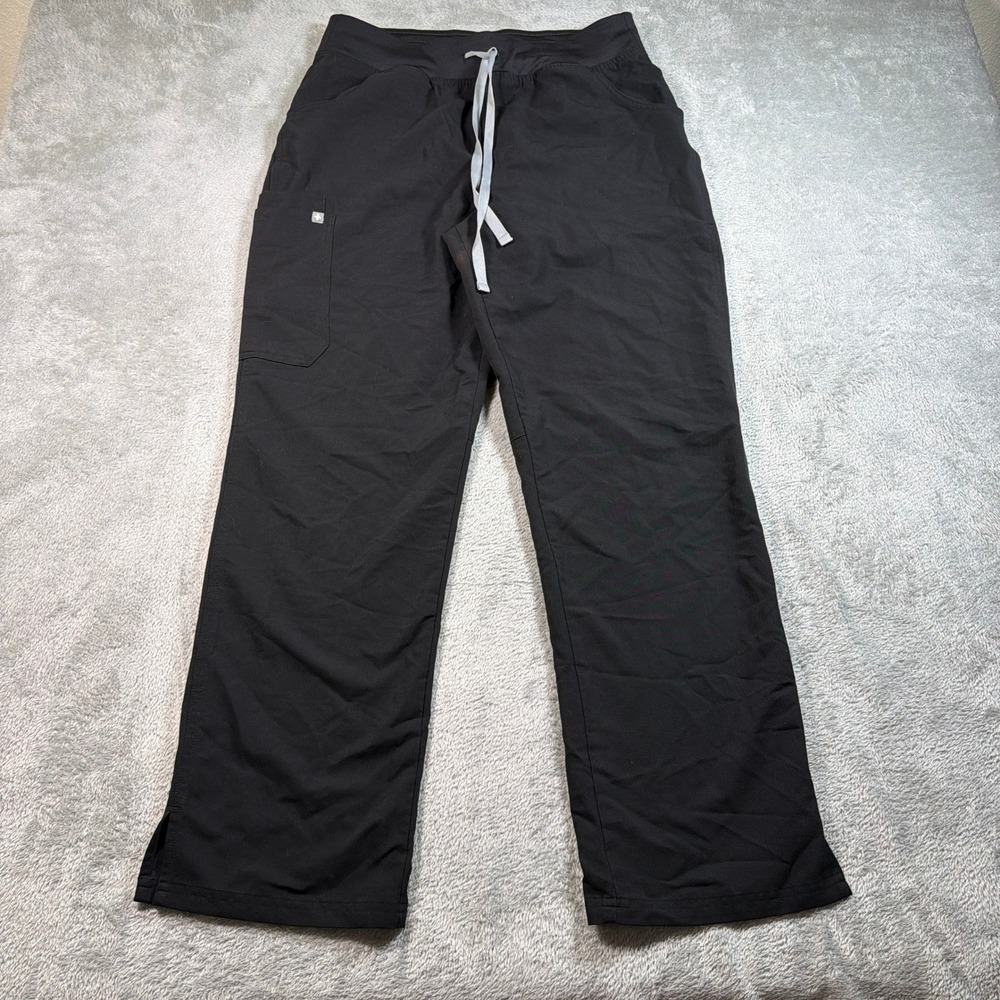 FIGS HW Kade Scrub Pants Womens Large Black High Waisted Straight Leg
